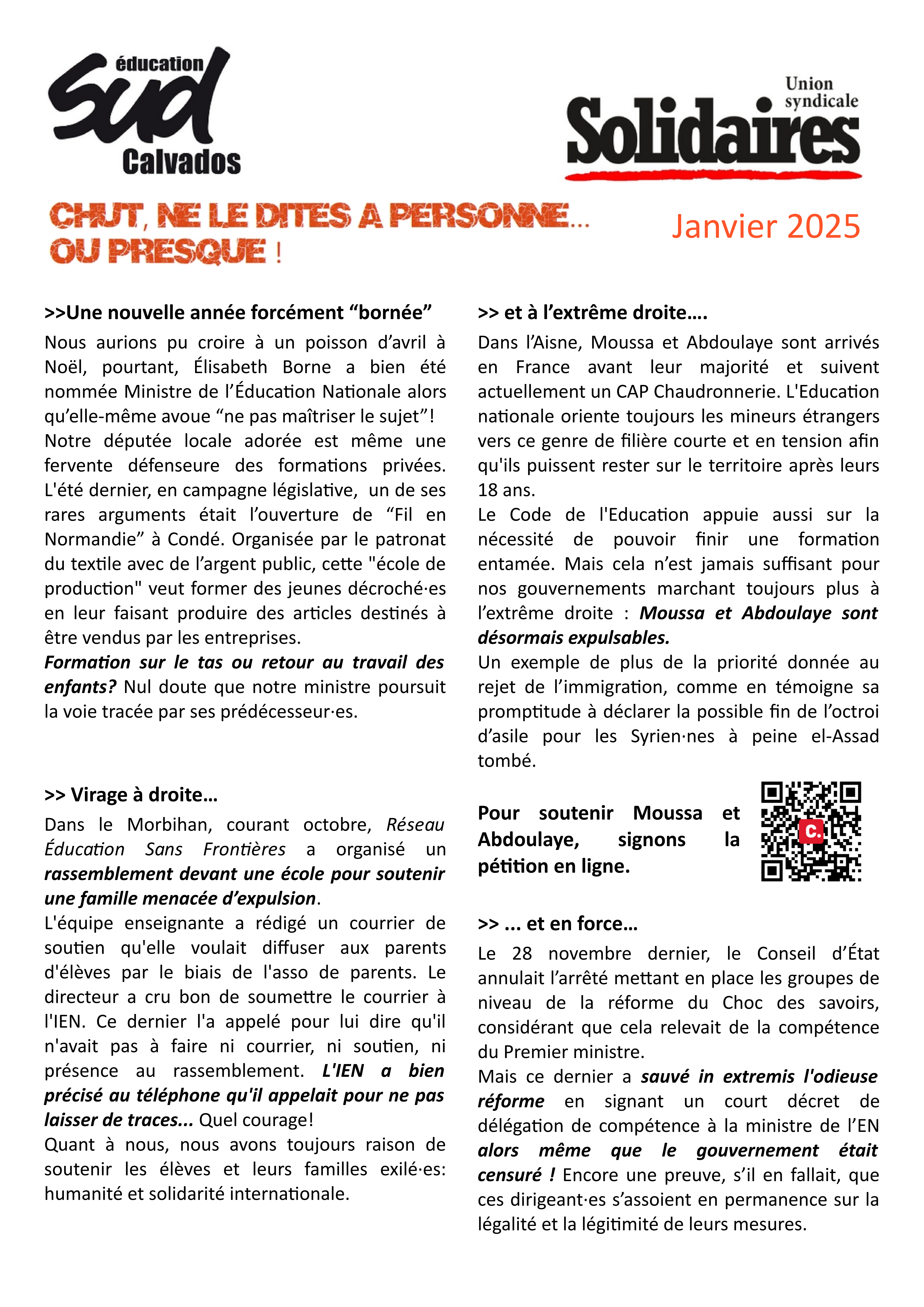 2025 01 chut journal sud éducation calvados